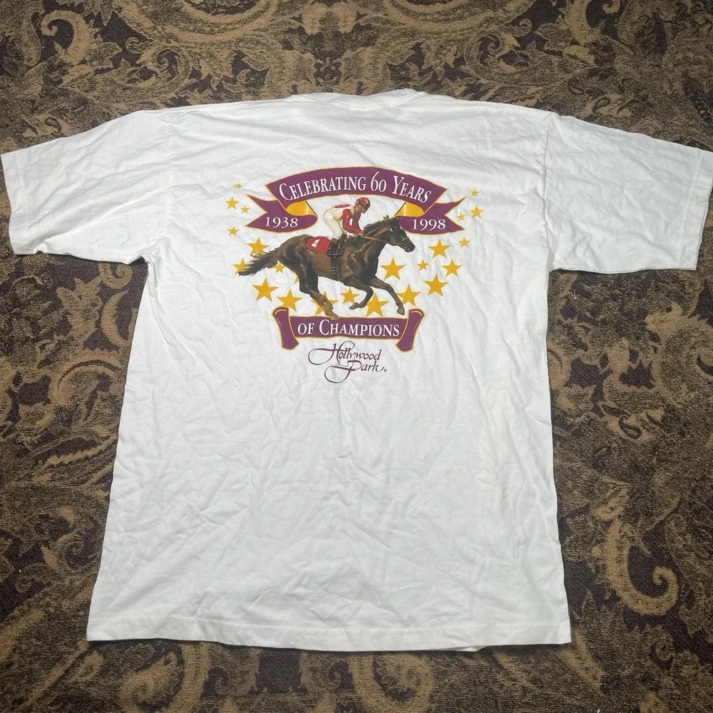Hollywood Park 1998 VTG T Shirt Men's XL White 60th Anniversary Short Sleeve